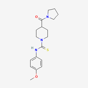 molecular formula C18H25N3O2S B11070464 N-(4-methoxyphenyl)-4-(pyrrolidin-1-ylcarbonyl)piperidine-1-carbothioamide 