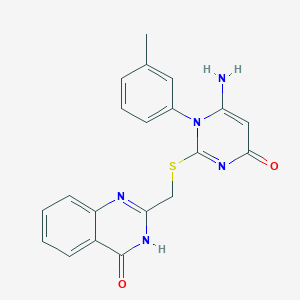 molecular formula C20H17N5O2S B11070465 2-({[6-amino-1-(3-methylphenyl)-4-oxo-1,4-dihydropyrimidin-2-yl]sulfanyl}methyl)quinazolin-4(3H)-one 