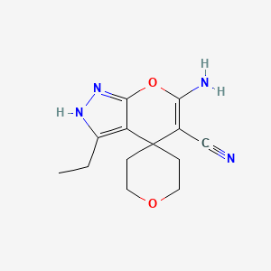 6'-amino-3'-ethyl-2,3,5,6-tetrahydro-2'H-spiro[pyran-4,4'-pyrano[2,3-c]pyrazole]-5'-carbonitrile