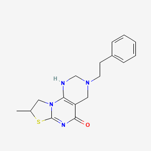 molecular formula C17H20N4OS B11070532 8-methyl-3-(2-phenylethyl)-1,2,3,4,8,9-hexahydro-5H-pyrimido[5,4-e][1,3]thiazolo[3,2-a]pyrimidin-5-one 