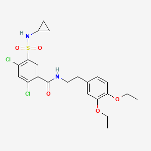 molecular formula C22H26Cl2N2O5S B11070574 2,4-dichloro-5-(cyclopropylsulfamoyl)-N-[2-(3,4-diethoxyphenyl)ethyl]benzamide 