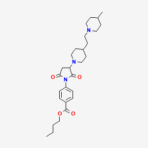 molecular formula C28H41N3O4 B11070590 Butyl 4-(3-{4-[2-(4-methylpiperidin-1-yl)ethyl]piperidin-1-yl}-2,5-dioxopyrrolidin-1-yl)benzoate 