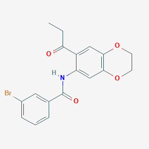 molecular formula C18H16BrNO4 B11070620 3-bromo-N-(7-propanoyl-2,3-dihydro-1,4-benzodioxin-6-yl)benzamide 