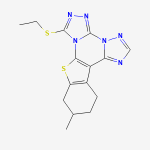 3-ethylsulfanyl-16-methyl-19-thia-2,4,5,7,8,10-hexazapentacyclo[10.7.0.02,6.07,11.013,18]nonadeca-1(12),3,5,8,10,13(18)-hexaene