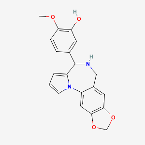 molecular formula C20H18N2O4 B11070652 5-(5,6-dihydro-4H-[1,3]dioxolo[4,5-h]pyrrolo[1,2-a][1,4]benzodiazepin-4-yl)-2-methoxyphenol 