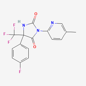 molecular formula C16H11F4N3O2 B11070674 5-(4-Fluorophenyl)-3-(5-methylpyridin-2-yl)-5-(trifluoromethyl)imidazolidine-2,4-dione 