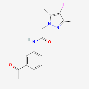 molecular formula C15H16IN3O2 B11070680 N-(3-acetylphenyl)-2-(4-iodo-3,5-dimethyl-1H-pyrazol-1-yl)acetamide 