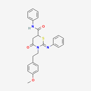 molecular formula C26H25N3O3S B11070695 (2Z)-3-[2-(4-methoxyphenyl)ethyl]-4-oxo-N-phenyl-2-(phenylimino)-1,3-thiazinane-6-carboxamide 