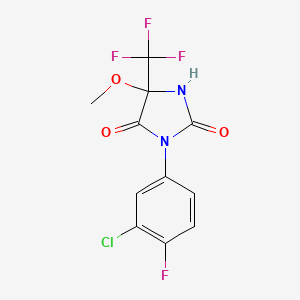 molecular formula C11H7ClF4N2O3 B11070706 3-(3-Chloro-4-fluorophenyl)-5-methoxy-5-(trifluoromethyl)imidazolidine-2,4-dione 