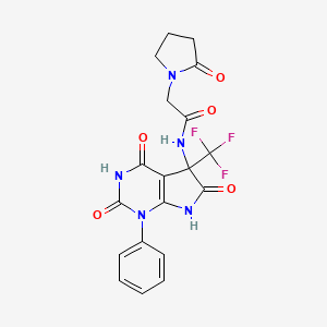 2-(2-oxopyrrolidin-1-yl)-N-[2,4,6-trioxo-1-phenyl-5-(trifluoromethyl)-2,3,4,5,6,7-hexahydro-1H-pyrrolo[2,3-d]pyrimidin-5-yl]acetamide