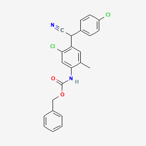 molecular formula C23H18Cl2N2O2 B11070733 Benzyl {5-chloro-4-[(4-chlorophenyl)(cyano)methyl]-2-methylphenyl}carbamate 