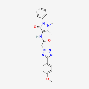 molecular formula C21H21N7O3 B11070744 N-(1,5-dimethyl-3-oxo-2-phenyl-2,3-dihydro-1H-pyrazol-4-yl)-2-[5-(4-methoxyphenyl)-2H-tetrazol-2-yl]acetamide 