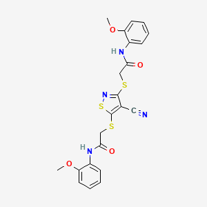 2,2'-[(4-cyano-1,2-thiazole-3,5-diyl)disulfanediyl]bis[N-(2-methoxyphenyl)acetamide]