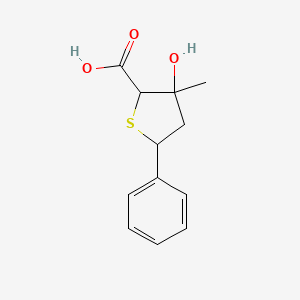 molecular formula C12H14O3S B11070822 2-Thiophenecarboxylic acid, tetrahydro-3-hydroxy-3-methyl-5-phenyl- 