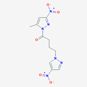 molecular formula C11H12N6O5 B11070856 1-(5-methyl-3-nitro-1H-pyrazol-1-yl)-4-(4-nitro-1H-pyrazol-1-yl)butan-1-one 