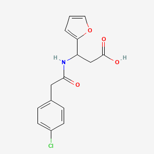 molecular formula C15H14ClNO4 B11070869 3-{[(4-Chlorophenyl)acetyl]amino}-3-(2-furyl)propanoic acid 