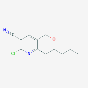 molecular formula C12H13ClN2O B11070992 2-Chloro-7-propyl-7,8-dihydro-5H-pyrano[4,3-b]pyridine-3-carbonitrile 