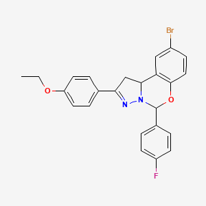 molecular formula C24H20BrFN2O2 B11071025 9-Bromo-2-(4-ethoxyphenyl)-5-(4-fluorophenyl)-1,10b-dihydropyrazolo[1,5-c][1,3]benzoxazine 