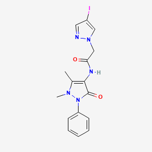 molecular formula C16H16IN5O2 B11071035 N-(1,5-dimethyl-3-oxo-2-phenyl-2,3-dihydro-1H-pyrazol-4-yl)-2-(4-iodo-1H-pyrazol-1-yl)acetamide 