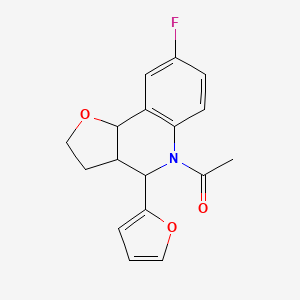 molecular formula C17H16FNO3 B11071051 1-[8-fluoro-4-(furan-2-yl)-2,3,3a,9b-tetrahydrofuro[3,2-c]quinolin-5(4H)-yl]ethanone 