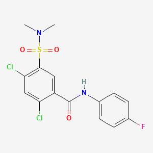 molecular formula C15H13Cl2FN2O3S B11071067 2,4-dichloro-5-(dimethylsulfamoyl)-N-(4-fluorophenyl)benzamide 