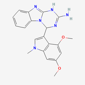 molecular formula C20H20N6O2 B11071093 4-(4,6-dimethoxy-1-methyl-1H-indol-3-yl)-3,4-dihydro[1,3,5]triazino[1,2-a]benzimidazol-2-amine 