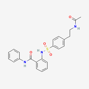 molecular formula C23H23N3O4S B11071099 2-[({4-[2-(acetylamino)ethyl]phenyl}sulfonyl)amino]-N-phenylbenzamide 