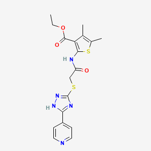 molecular formula C18H19N5O3S2 B11071113 ethyl 4,5-dimethyl-2-[({[5-(pyridin-4-yl)-4H-1,2,4-triazol-3-yl]sulfanyl}acetyl)amino]thiophene-3-carboxylate 