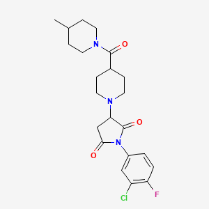 molecular formula C22H27ClFN3O3 B11071118 1-(3-Chloro-4-fluorophenyl)-3-{4-[(4-methylpiperidin-1-yl)carbonyl]piperidin-1-yl}pyrrolidine-2,5-dione 