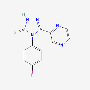 molecular formula C12H8FN5S B11071133 4-(4-fluorophenyl)-5-(pyrazin-2-yl)-4H-1,2,4-triazole-3-thiol 