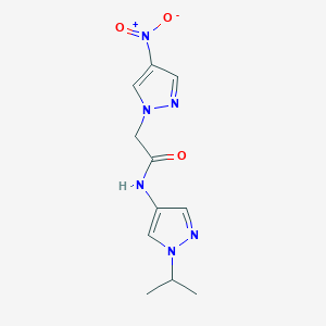 molecular formula C11H14N6O3 B11071143 2-(4-nitro-1H-pyrazol-1-yl)-N-[1-(propan-2-yl)-1H-pyrazol-4-yl]acetamide 