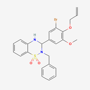 molecular formula C24H23BrN2O4S B11071154 2-benzyl-3-[3-bromo-5-methoxy-4-(prop-2-en-1-yloxy)phenyl]-3,4-dihydro-2H-1,2,4-benzothiadiazine 1,1-dioxide 