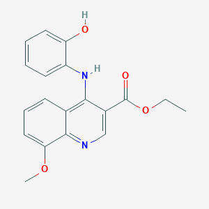 molecular formula C19H18N2O4 B11071173 Ethyl 4-[(2-hydroxyphenyl)amino]-8-methoxyquinoline-3-carboxylate 