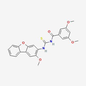 molecular formula C23H20N2O5S B11071176 1-(3,5-Dimethoxy-benzoyl)-3-(2-methoxy-dibenzofuran-3-yl)-thiourea 