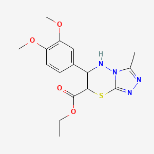 molecular formula C16H20N4O4S B11071202 ethyl 6-(3,4-dimethoxyphenyl)-3-methyl-6,7-dihydro-5H-[1,2,4]triazolo[3,4-b][1,3,4]thiadiazine-7-carboxylate 