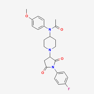 molecular formula C24H26FN3O4 B11071204 N-{1-[1-(4-fluorophenyl)-2,5-dioxopyrrolidin-3-yl]piperidin-4-yl}-N-(4-methoxyphenyl)acetamide 