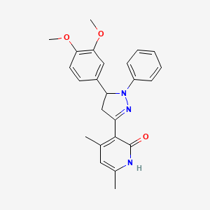 molecular formula C24H25N3O3 B11071206 3-[5-(3,4-dimethoxyphenyl)-1-phenyl-4,5-dihydro-1H-pyrazol-3-yl]-4,6-dimethylpyridin-2(1H)-one 