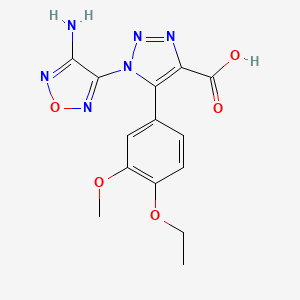 molecular formula C14H14N6O5 B11071213 1-(4-amino-1,2,5-oxadiazol-3-yl)-5-(4-ethoxy-3-methoxyphenyl)-1H-1,2,3-triazole-4-carboxylic acid 