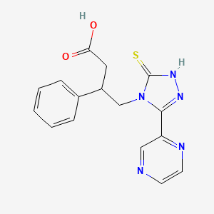 molecular formula C16H15N5O2S B11071228 4H-1,2,4-Triazole-4-butanoic acid, 3-mercapto-beta-phenyl-5-(2-pyrazinyl)- 