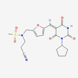 N-(2-cyanoethyl)-N-({5-[(Z)-(1-cyclopentyl-2,4,6-trioxotetrahydropyrimidin-5(2H)-ylidene)methyl]furan-2-yl}methyl)methanesulfonamide