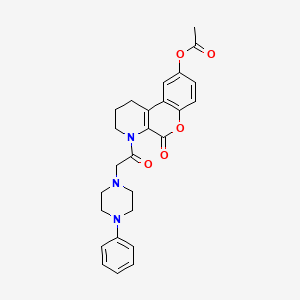 5-oxo-4-[(4-phenylpiperazin-1-yl)acetyl]-1,3,4,5-tetrahydro-2H-chromeno[3,4-b]pyridin-9-yl acetate