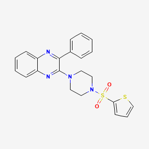 molecular formula C22H20N4O2S2 B11071269 2-Phenyl-3-[4-(thiophen-2-ylsulfonyl)piperazin-1-yl]quinoxaline 