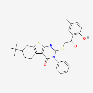 7-tert-butyl-2-{[2-(2-hydroxy-5-methylphenyl)-2-oxoethyl]sulfanyl}-3-phenyl-5,6,7,8-tetrahydro[1]benzothieno[2,3-d]pyrimidin-4(3H)-one