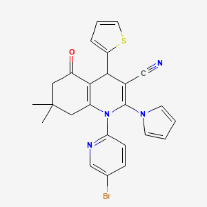 1-(5-bromopyridin-2-yl)-7,7-dimethyl-5-oxo-2-(1H-pyrrol-1-yl)-4-(thiophen-2-yl)-1,4,5,6,7,8-hexahydroquinoline-3-carbonitrile