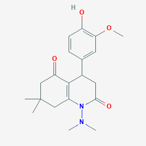 molecular formula C20H26N2O4 B11071291 1-(dimethylamino)-4-(4-hydroxy-3-methoxyphenyl)-7,7-dimethyl-4,6,7,8-tetrahydroquinoline-2,5(1H,3H)-dione 