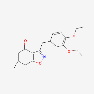 molecular formula C20H25NO4 B11071304 3-(3,4-diethoxybenzyl)-6,6-dimethyl-6,7-dihydro-1,2-benzisoxazol-4(5H)-one 