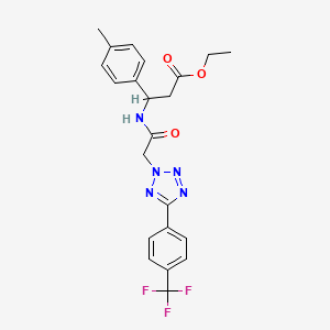 molecular formula C22H22F3N5O3 B11071307 ethyl 3-(4-methylphenyl)-3-[({5-[4-(trifluoromethyl)phenyl]-2H-tetrazol-2-yl}acetyl)amino]propanoate 