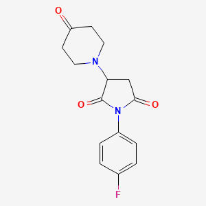 molecular formula C15H15FN2O3 B11071325 1-(4-Fluorophenyl)-3-(4-oxopiperidin-1-yl)pyrrolidine-2,5-dione 