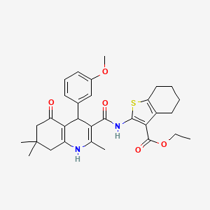 Ethyl 2-({[4-(3-methoxyphenyl)-2,7,7-trimethyl-5-oxo-1,4,5,6,7,8-hexahydroquinolin-3-yl]carbonyl}amino)-4,5,6,7-tetrahydro-1-benzothiophene-3-carboxylate