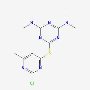 6-[(2-chloro-6-methylpyrimidin-4-yl)sulfanyl]-N,N,N',N'-tetramethyl-1,3,5-triazine-2,4-diamine